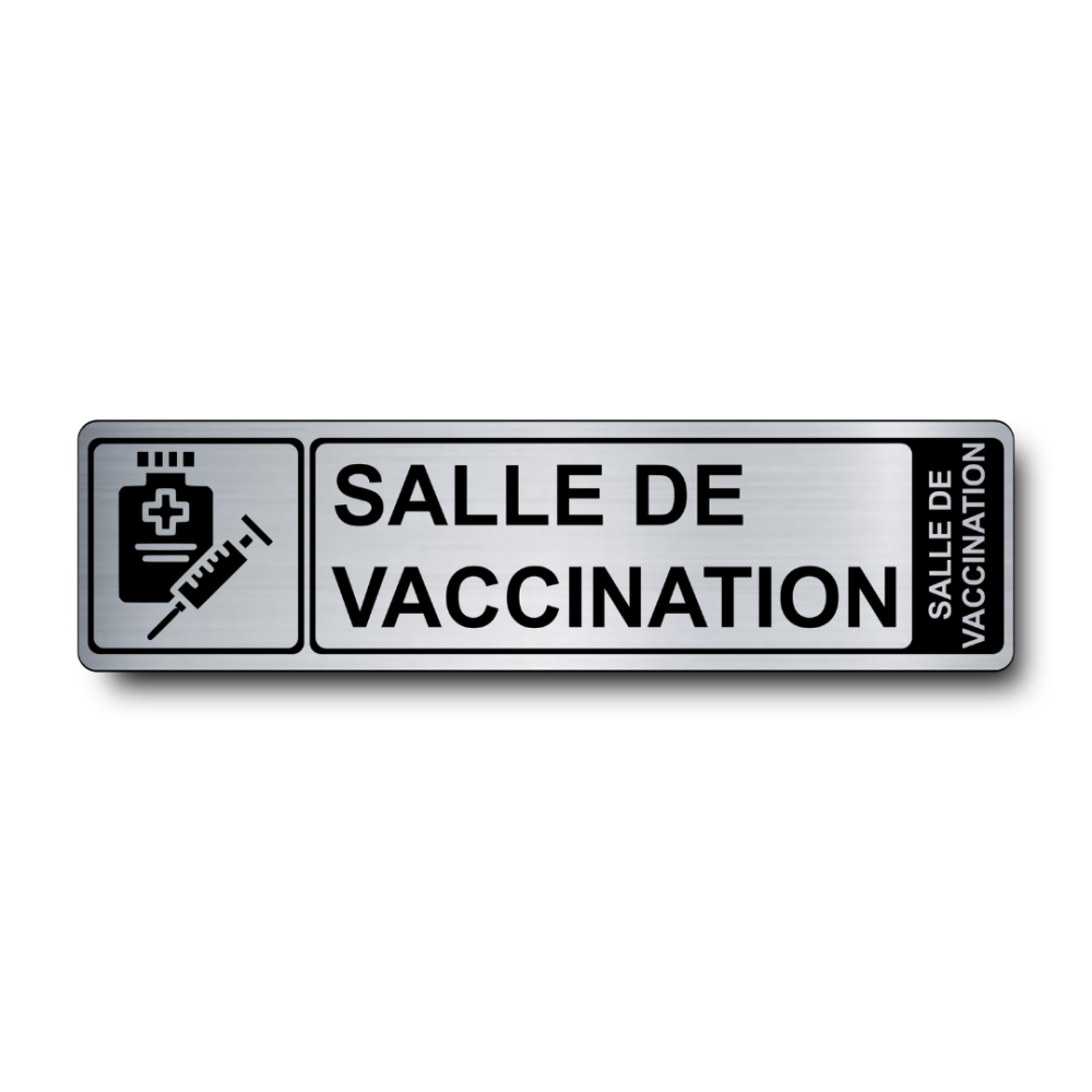Plaque de porte Salle de Vaccination PVC argent brossé - Immograv