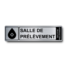 Plaque de porte Salle de Prélèvement PVC argent brossé - Immograv