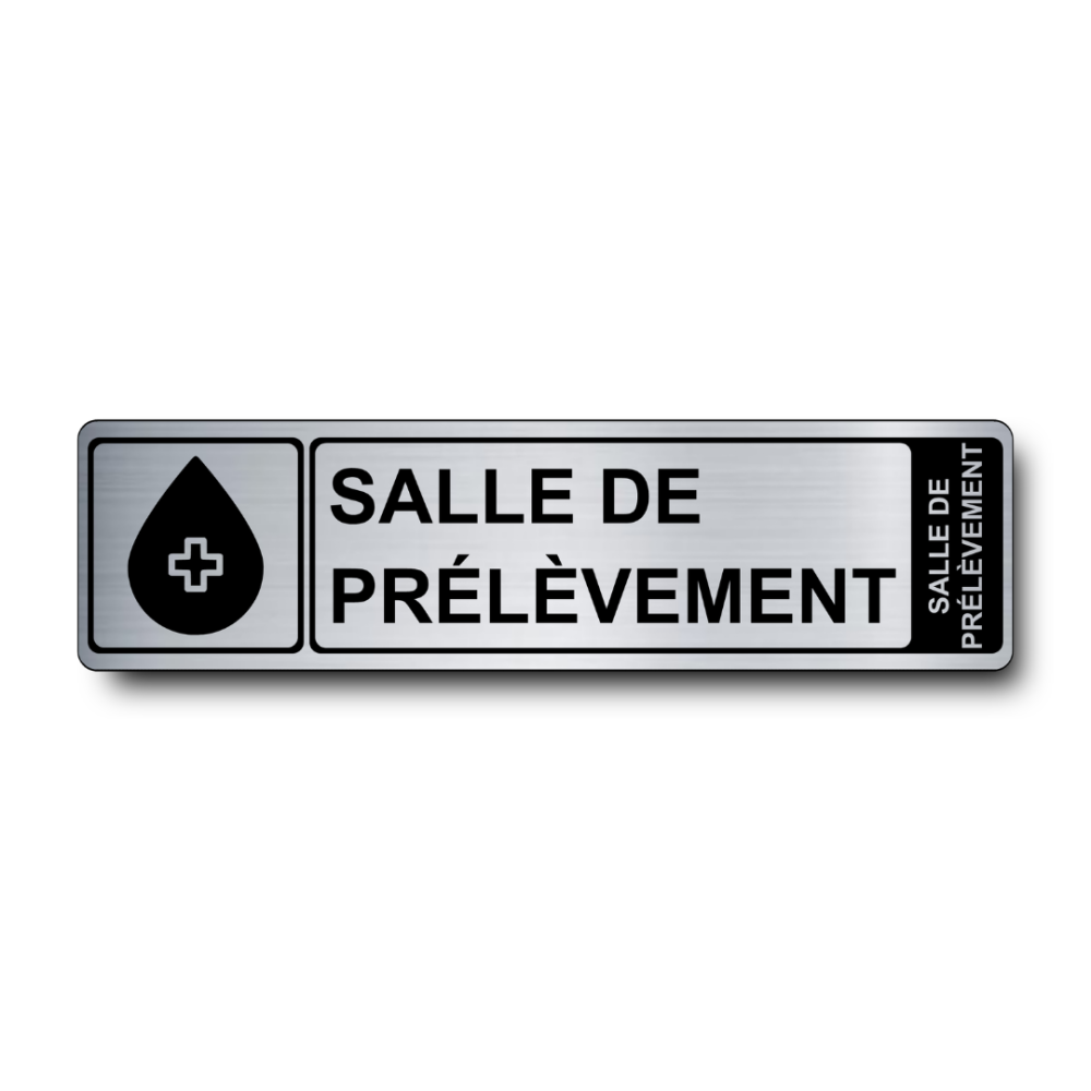 Plaque de porte Salle de Prélèvement PVC argent brossé - Immograv
