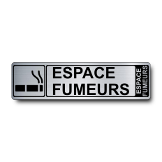 Plaque Espace Fumeurs PVC argent brossé - Immograv
