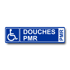 Plaque de porte Douches PMR PVC bleu - Immograv
