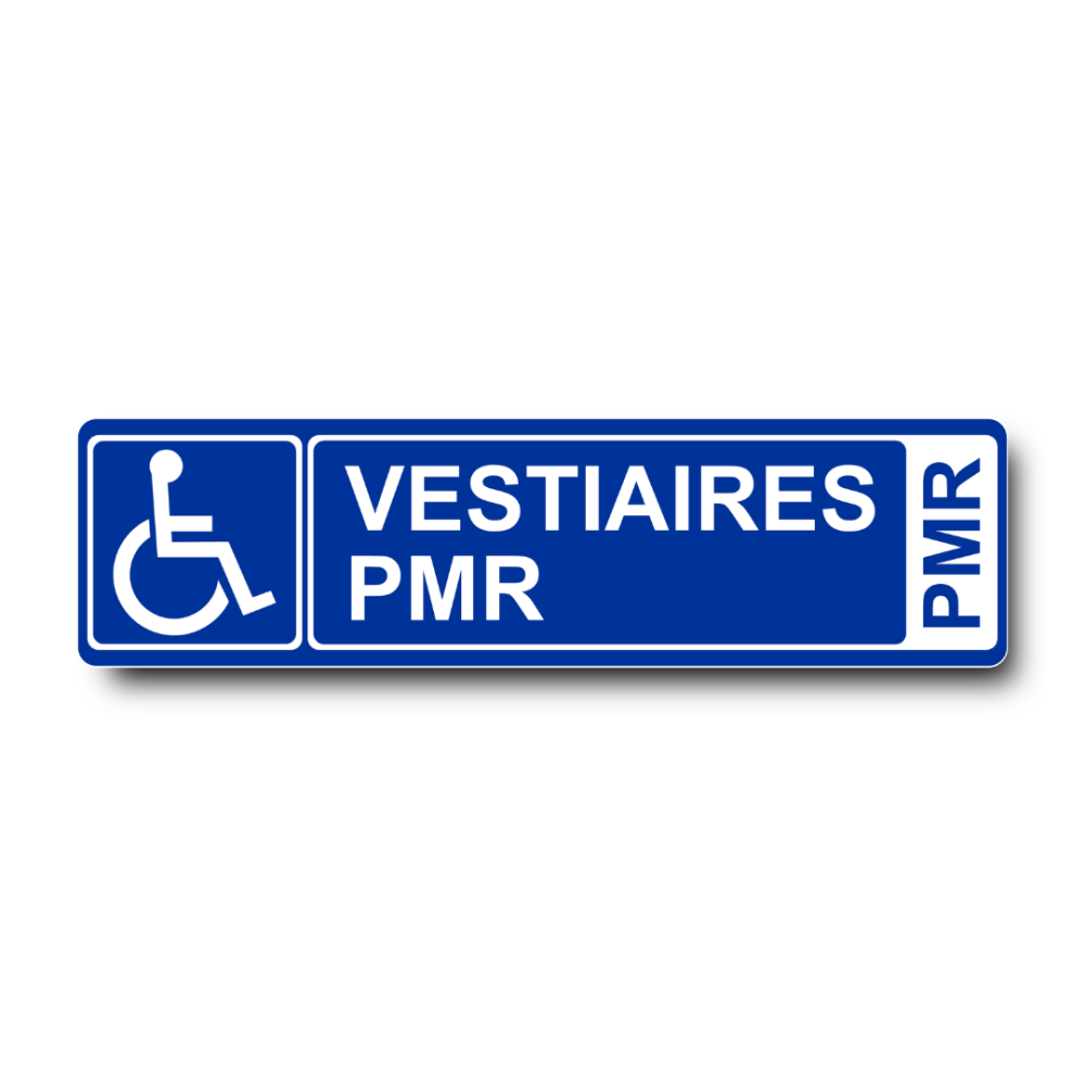 Plaque de porte Vestiaires PMR PVC bleu - Immograv