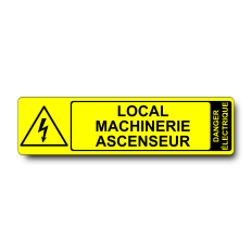 Plaque Local Machinerie Ascenseur PVC jaune - Immograv