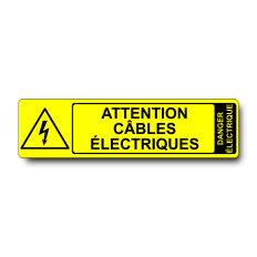 Plaque Attention Câbles Électriques PVC jaune - Immograv