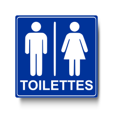 Plaque de porte Toilettes Carré PVC bleu - Immograv