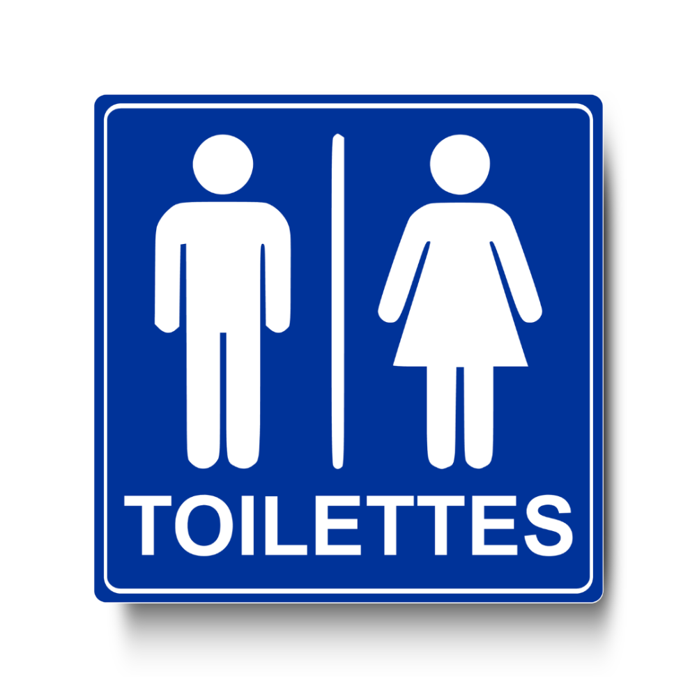 Plaque de porte Toilettes Carré PVC bleu - Immograv