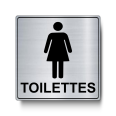 Plaque de porte Toilettes Hommes Carré PVC argent brossé - Immograv