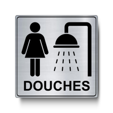 Plaque de porte Douches Femmes Carré PVC argent brossé - Immograv