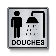 Plaque de porte Douches Hommes Carré PVC argent brossé - Immograv