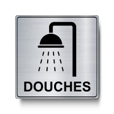 Plaque de porte Douches Carré PVC argent brossé - Immograv