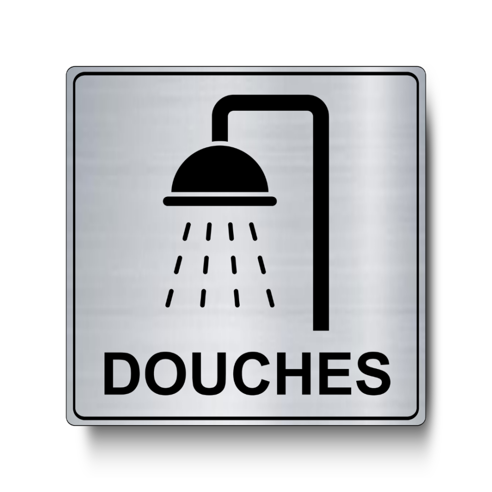 Plaque de porte Douches Carré PVC argent brossé - Immograv