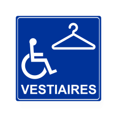 Plaque de porte Vestiaires PMR Carré PVC bleu - Immograv