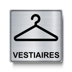Plaque de porte Vestiaires Carré PVC argent brossé - Immograv