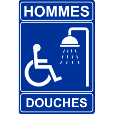 Plaque PMR Accessibilité Douches Hommes PVC bleu réglementaire - Immograv
