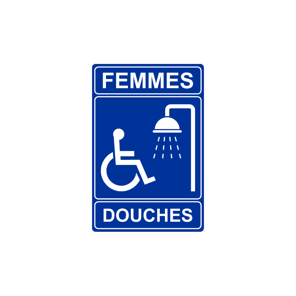 Plaque PMR Accessibilité Douches Femmes PVC bleu réglementaire - Immograv