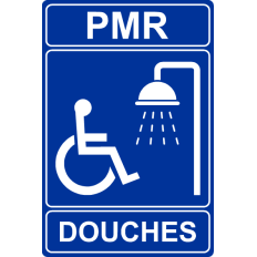 Plaque PMR Accessibilité Douches PVC bleu réglementaire - Immograv