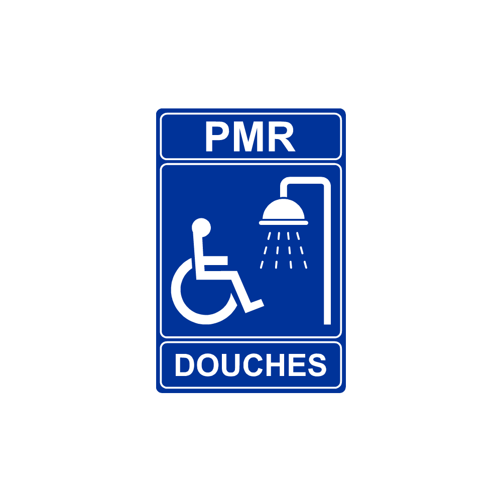Plaque PMR Accessibilité Douches PVC bleu réglementaire - Immograv