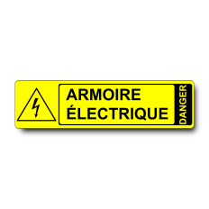 Plaque Armoire Électrique PVC jaune - pictogramme danger électrique W012 - Immograv