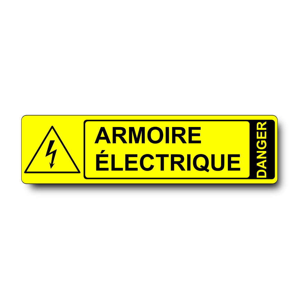 Plaque Armoire Électrique PVC jaune - pictogramme danger électrique W012 - Immograv