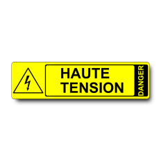 Plaque Haute Tension PVC jaune - pictogramme danger électrique W012 - Immograv