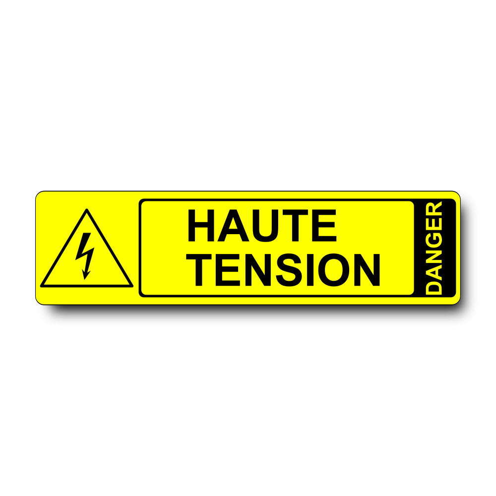 Plaque Haute Tension PVC jaune - pictogramme danger électrique W012 - Immograv