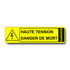 Plaque Haute Tension Danger de Mort PVC jaune - pictogramme danger électrique W012 - Immograv