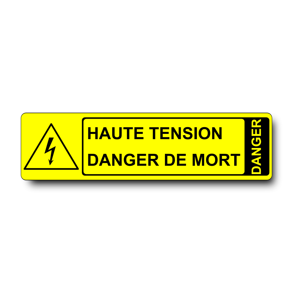 Plaque Haute Tension Danger de Mort PVC jaune - pictogramme danger électrique W012 - Immograv