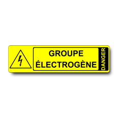 Plaque Groupe Électrogène PVC jaune - pictogramme danger électrique W012 - Immograv