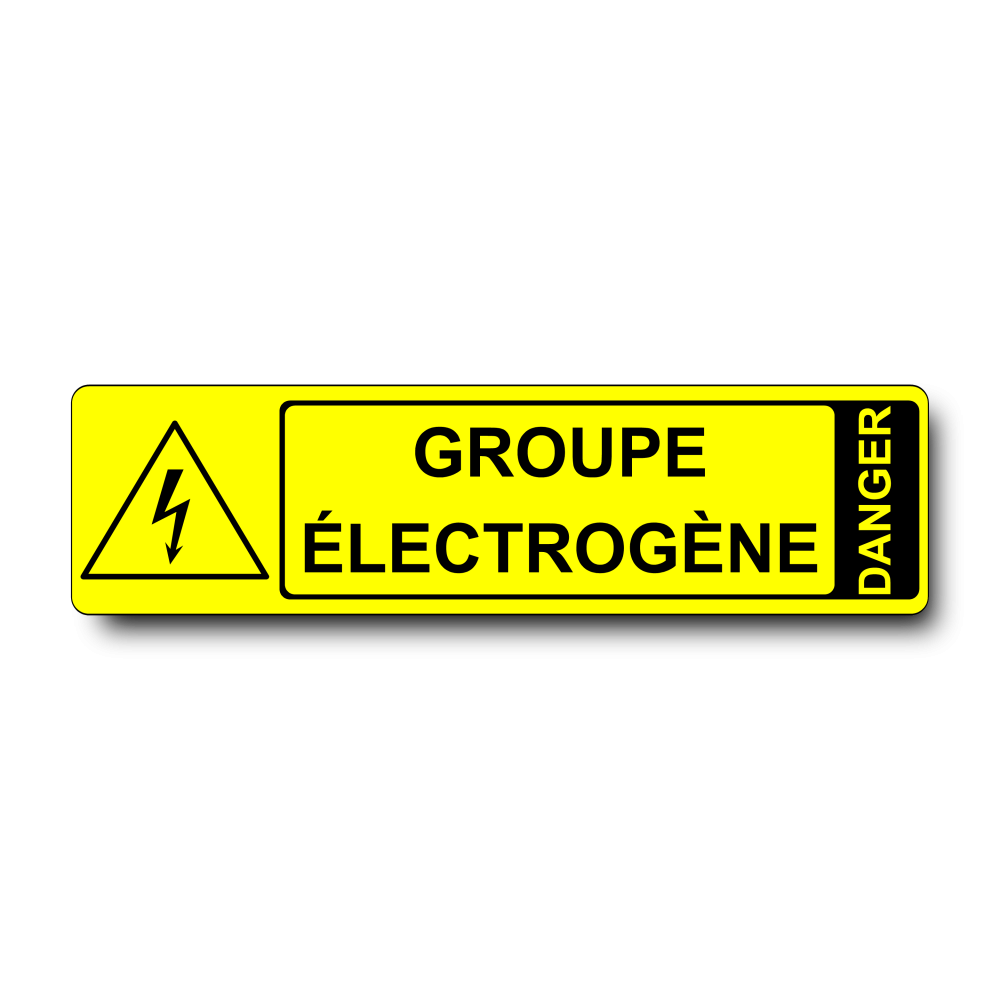 Plaque Groupe Électrogène PVC jaune - pictogramme danger électrique W012 - Immograv