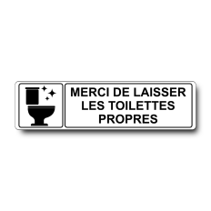 Plaque de porte Merci de laisser les toilettes propres - Signalétique en PVC