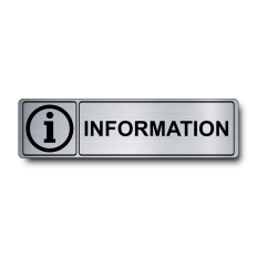 Plaque de porte Information PVC argent brossé - pictogramme i - Immograv