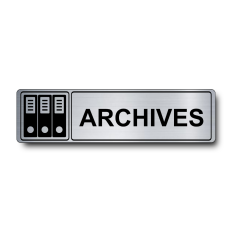 Plaque de porte Archives PVC argent brossé - pictogramme boîtes archives - Immograv