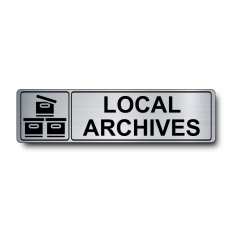 Plaque de porte Local Archives PVC argent brossé - pictogramme classeurs - Immograv