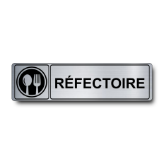 Plaque de porte Réfectoire PVC argent brossé - pictogramme assiette et couverts - Immograv