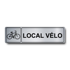 Plaque Local Vélo PVC argent brossé - pictogramme vélo - Immograv