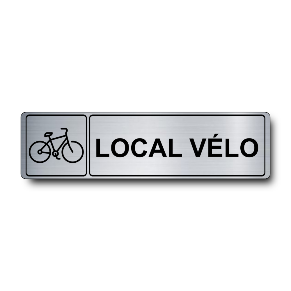 Plaque Local Vélo PVC argent brossé - pictogramme vélo - Immograv