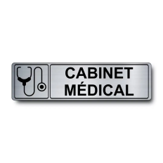 Plaque de porte Cabinet Médical PVC argent brossé - pictogramme stéthoscope - Immograv