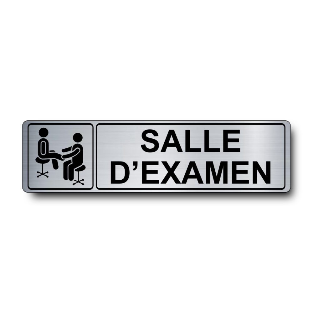 Plaque de porte Salle d'Examen PVC argent brossé - pictogramme médecin examinant un patient - Immograv
