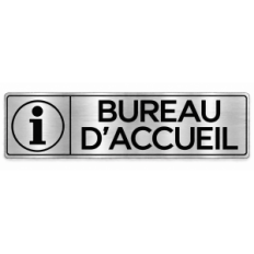Plaque de porte Bureau d’Accueil - pictogramme accueil PVC Argent Brossé - Immograv