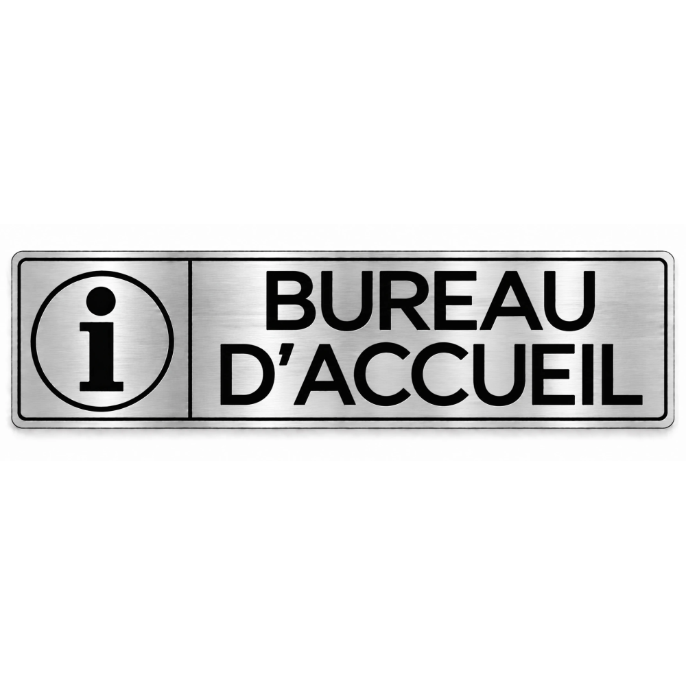 Plaque de porte Bureau d’Accueil - pictogramme accueil PVC Argent Brossé - Immograv