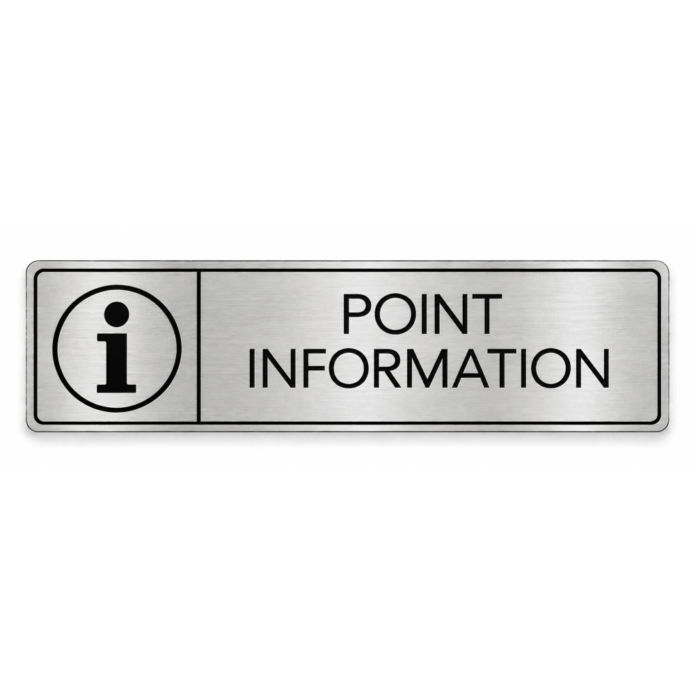 Plaque de porte Point Information - pictogramme information PVC Argent Brossé - Immograv