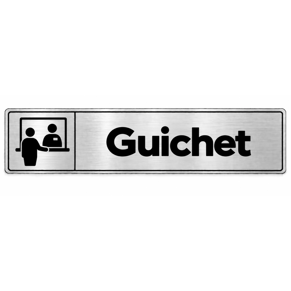 Plaque de porte Guichet - pictogramme guichet PVC Argent Brossé - Immograv