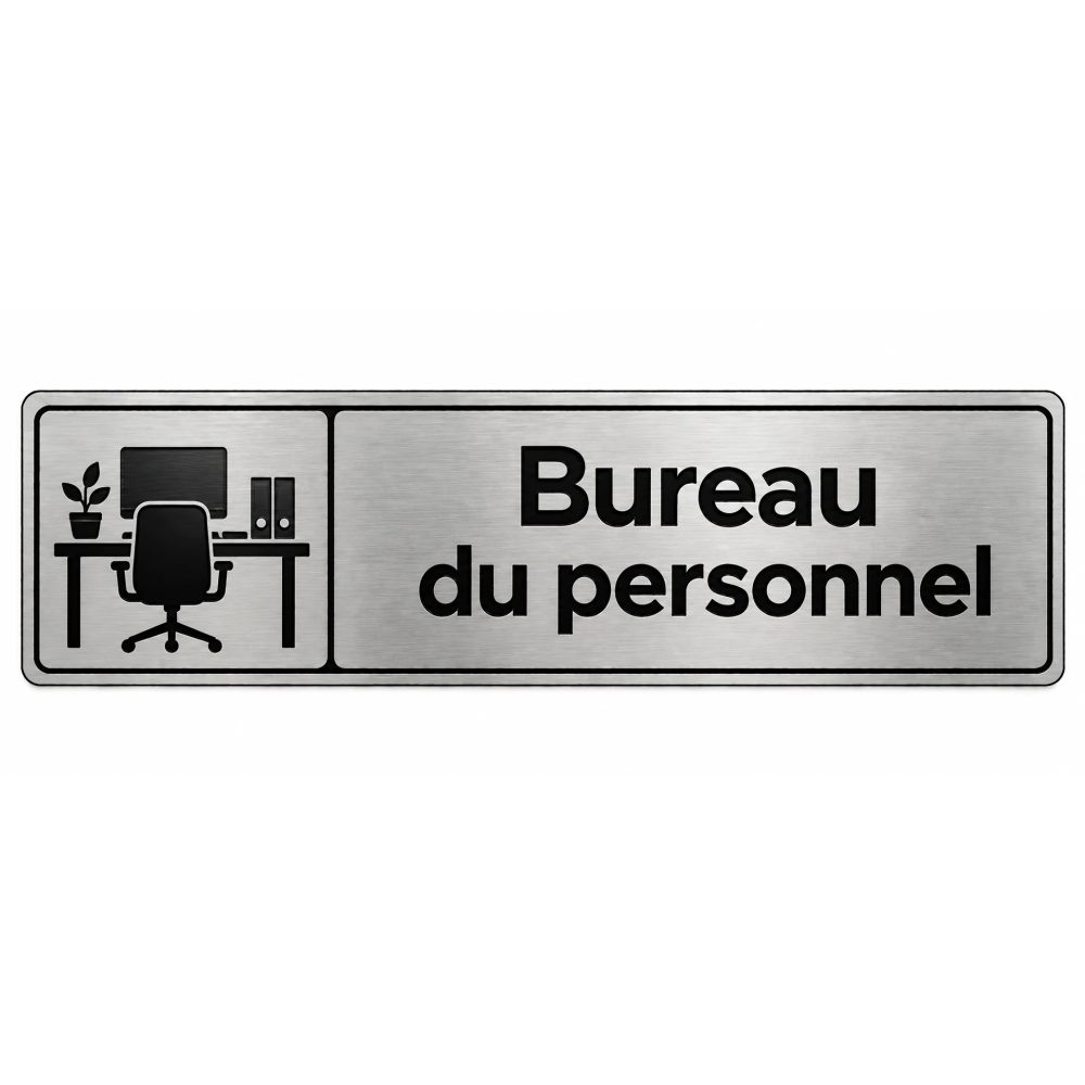Plaque de porte Bureau du Personnel PVC Argent Brossé - signalétique de bureau - Immograv