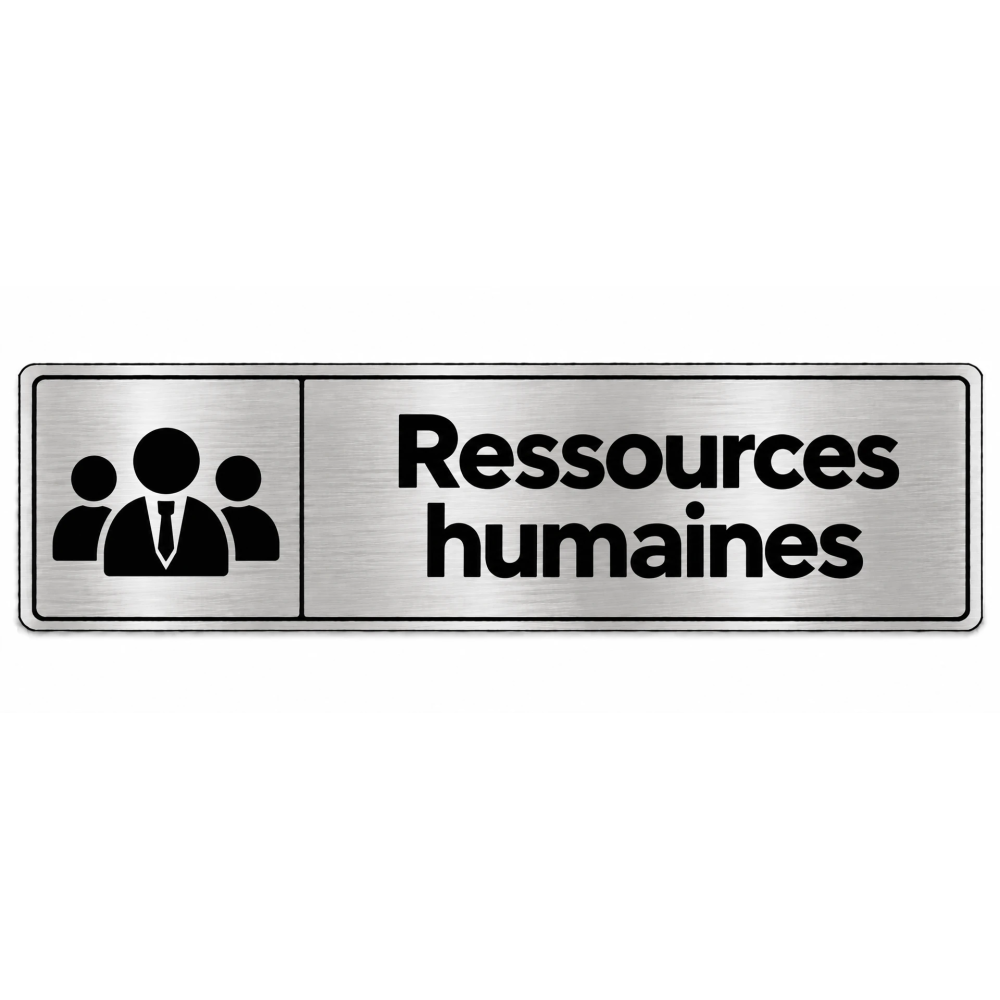 Plaque de porte Ressources Humaines PVC Argent Brossé - signalétique de bureau - Immograv