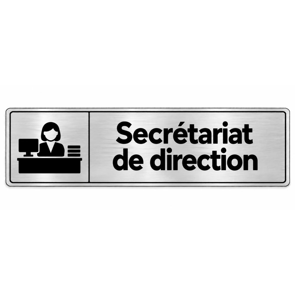 Plaque de porte Secrétariat de Direction PVC Argent Brossé - signalétique de bureau - Immograv
