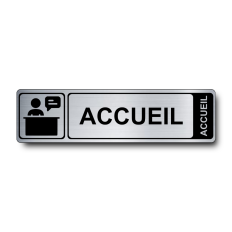 Plaque de porte Accueil PVC argent brossé - Immograv