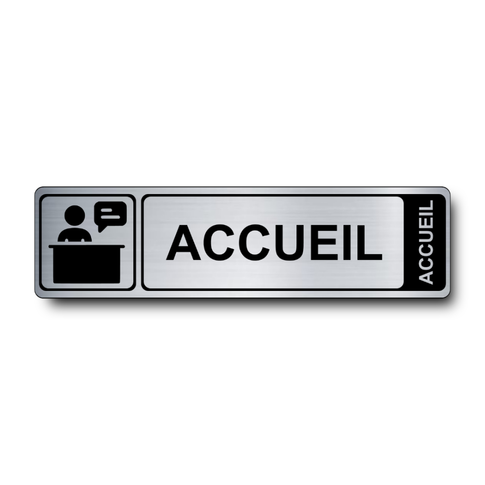 Plaque de porte Accueil PVC argent brossé - Immograv