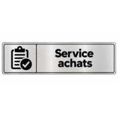 Plaque de porte Service Achats PVC Argent Brossé - signalétique de bureau - Immograv