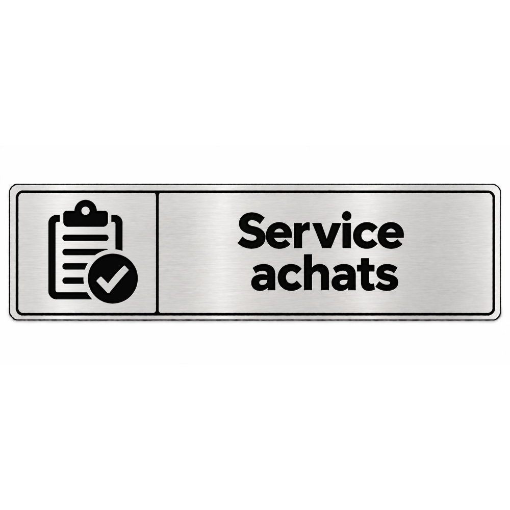 Plaque de porte Service Achats PVC Argent Brossé - signalétique de bureau - Immograv