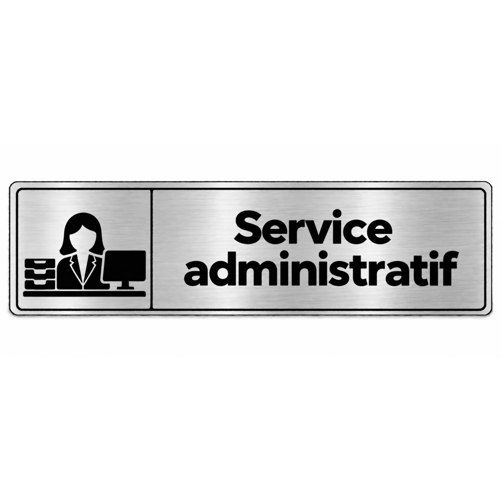 Plaque de porte Service Administratif PVC Argent Brossé - signalétique de bureau - Immograv